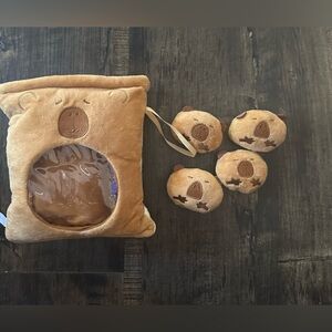 Bag of Hamsters Capybara Zippered Mini Pillow Padded Pouch and 4 Mini Plushies
